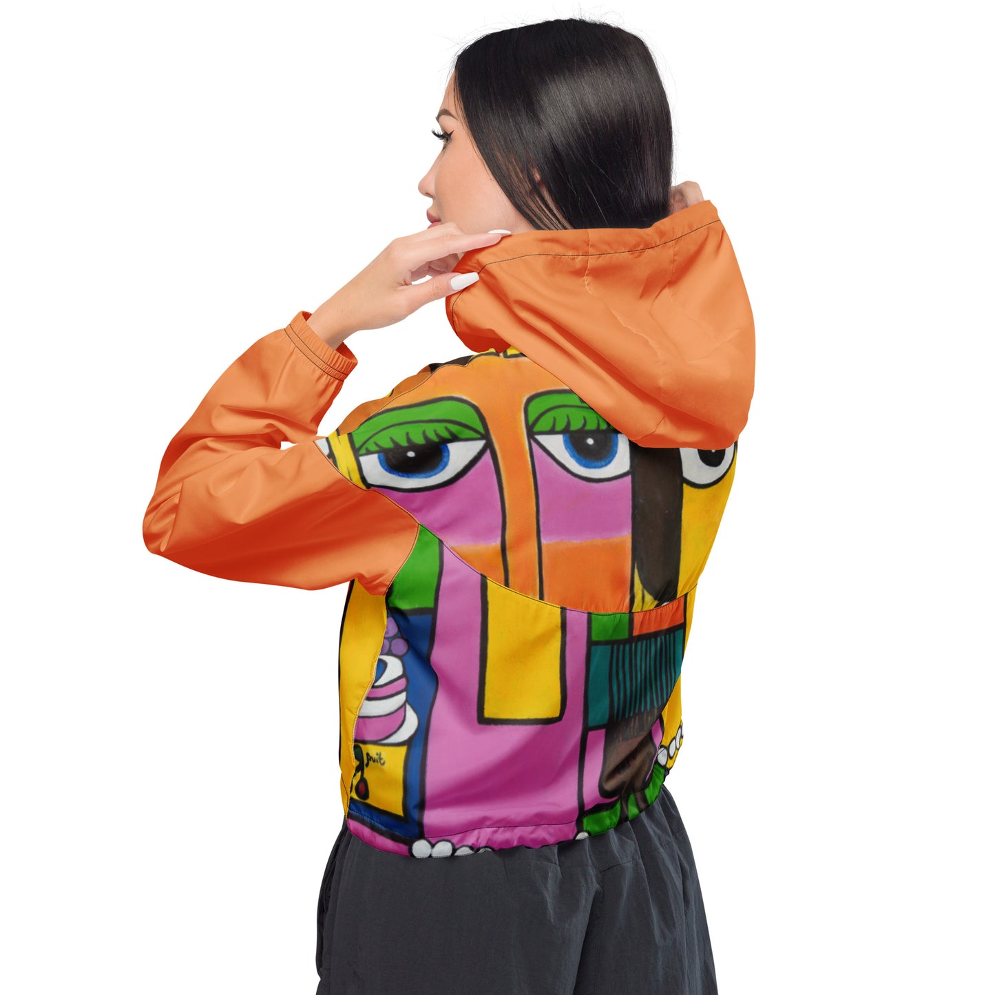 "Diversity" Women’s cropped windbreaker orange