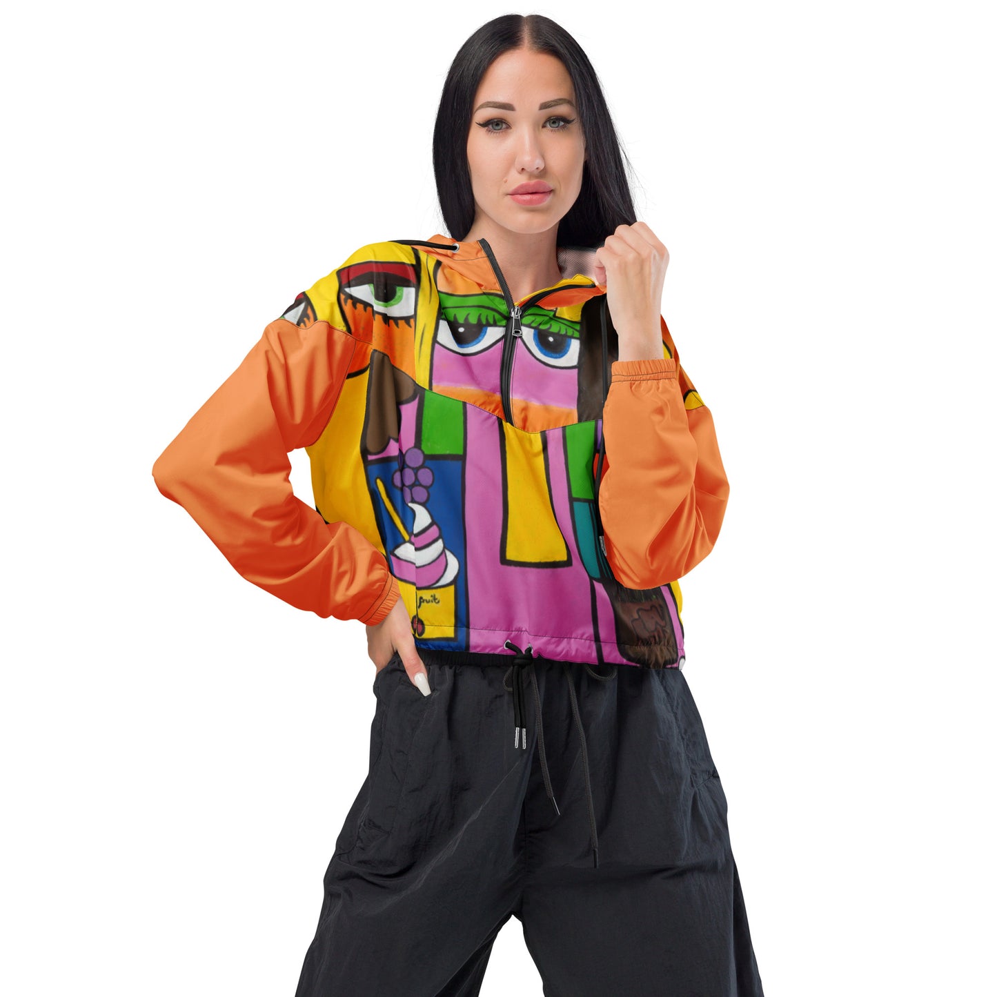 "Diversity" Women’s cropped windbreaker orange