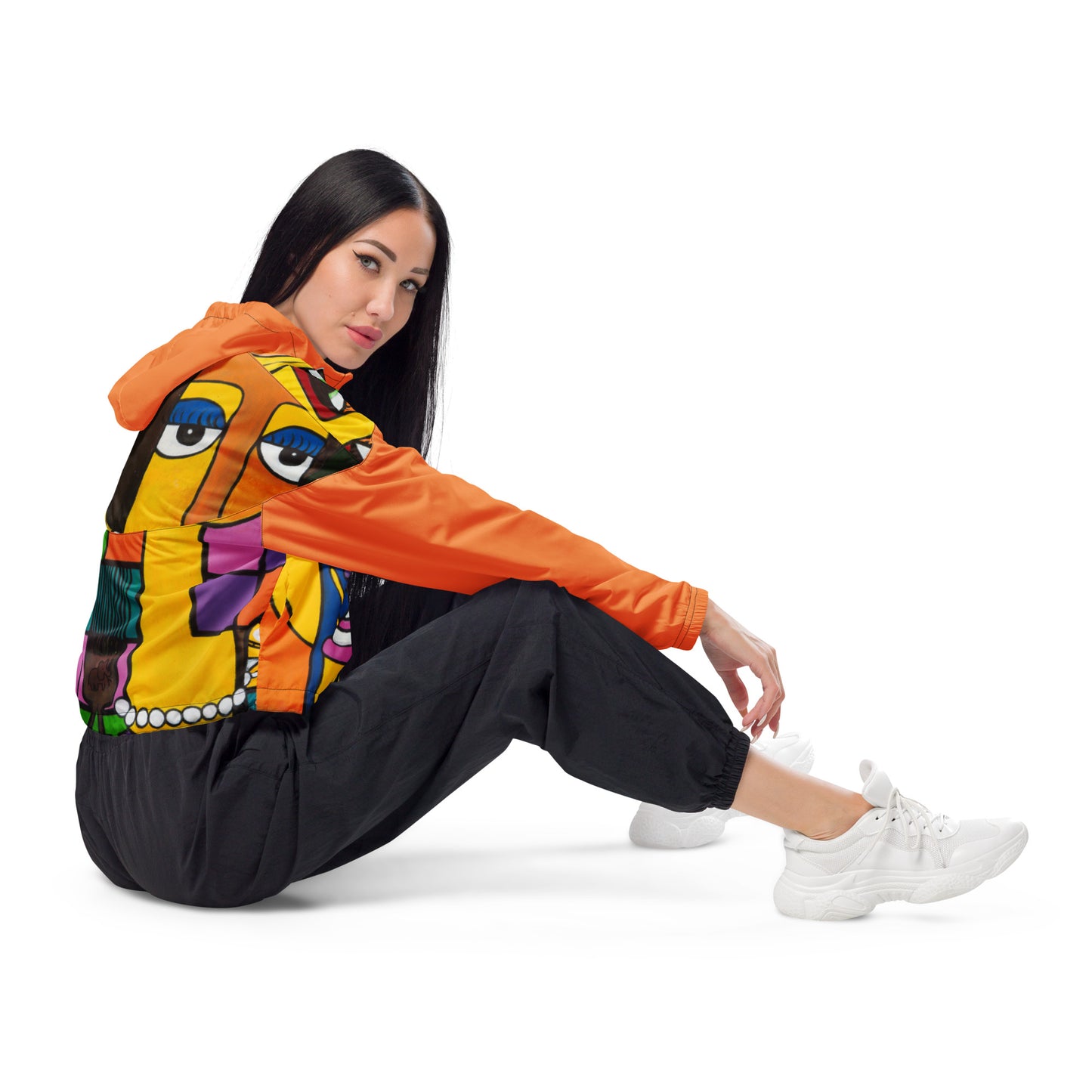 "Diversity" Women’s cropped windbreaker orange