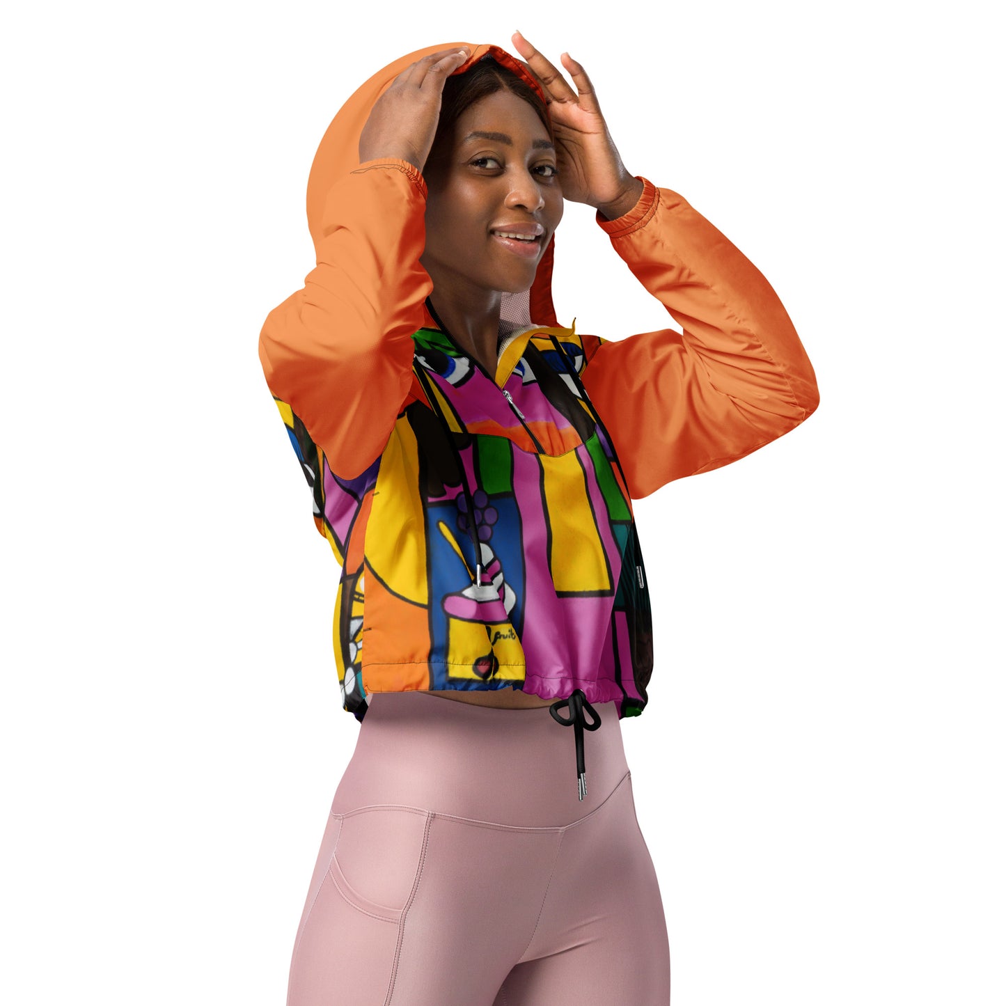 "Diversity" Women’s cropped windbreaker orange