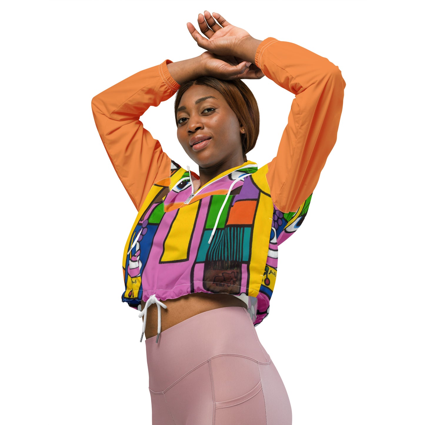 "Diversity" Women’s cropped windbreaker orange