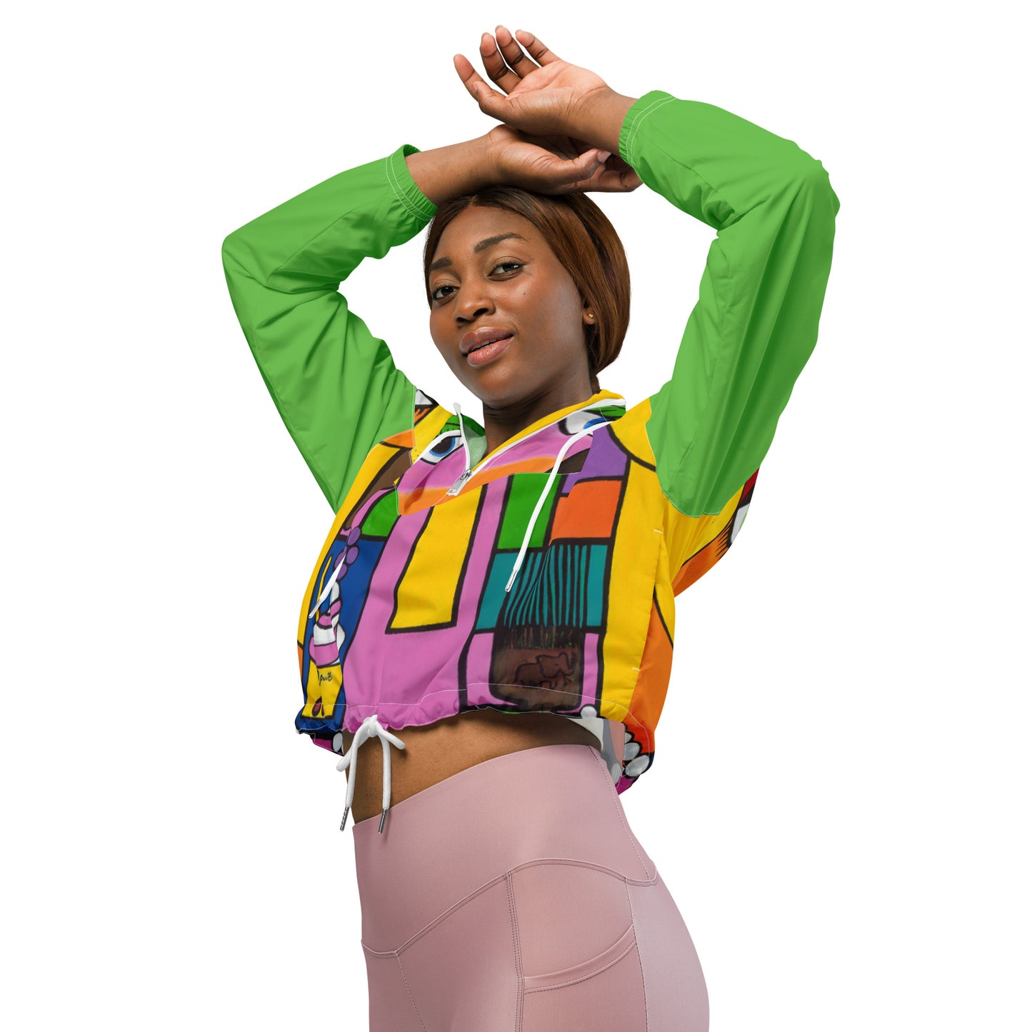 "Diversity" Women’s cropped windbreaker green