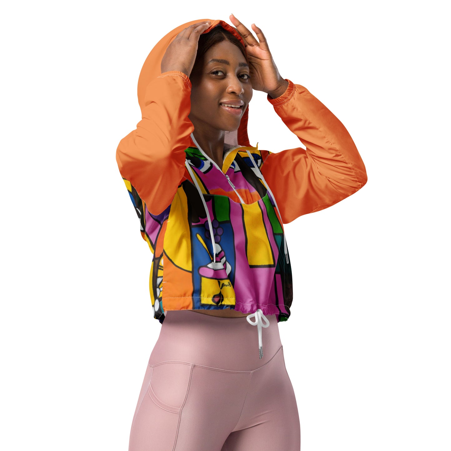 "Diversity" Women’s cropped windbreaker orange